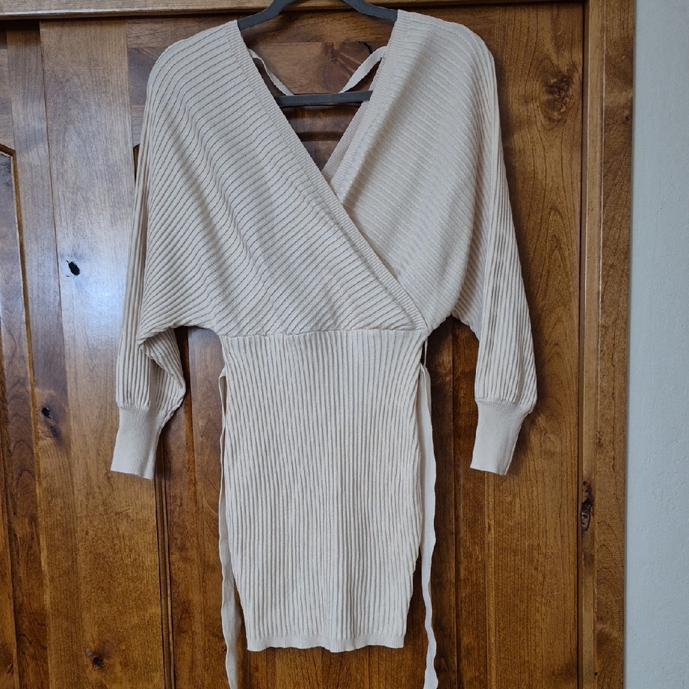 Love Tree Cream Ribbed Knit Top